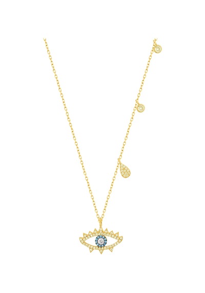 Sallantılı Taşlı Göz Gümüş Kolye Rose Gold