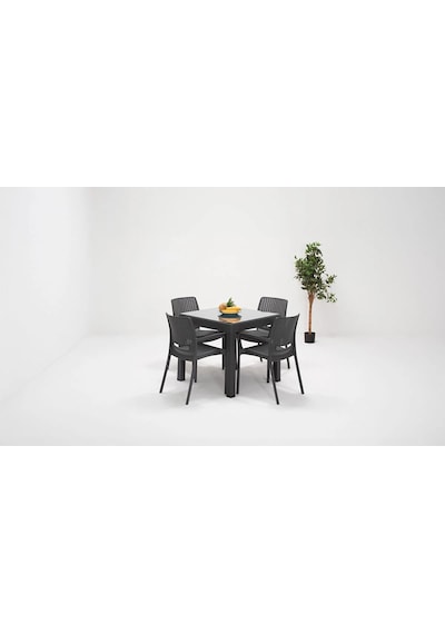 Rattan Camlı Lüx 80x80 Masa Takımı 1 Masa + 4 Sandalye Antrasit Bahçe Balkon Teras Antrasit Rattan Camlı Lüx 80x80 Masa Takımı 1 Masa + 4 Sandalye Antrasit Bahçe Balkon Teras Antrasit