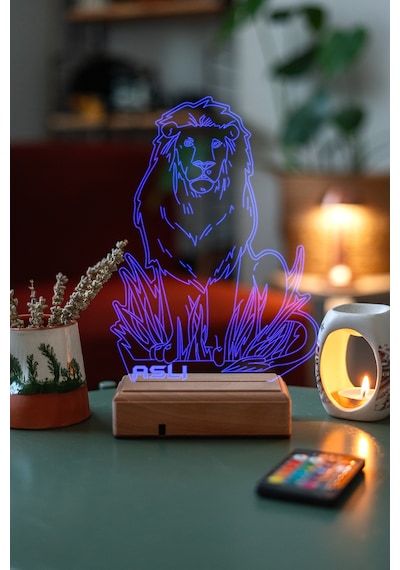 Aslan 16 Renk Kumandalı 3d Gece Lambası Çok Renkli