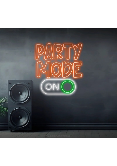 Party Mode On Yazılı Ve Şekilli Neon Tabela Turuncu