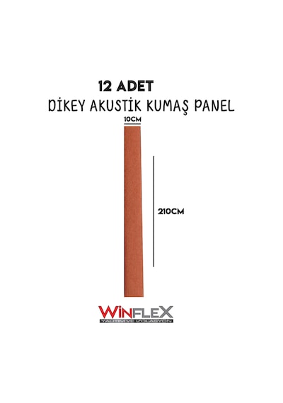 Akustik Kumaş Kaplı Dikey Panel 10x210cm - 12 Adet Kiremit Renk