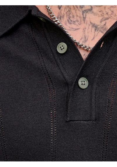 Jack & Jones William Structure Erkek Siyah Polo Tişört 12291042-b