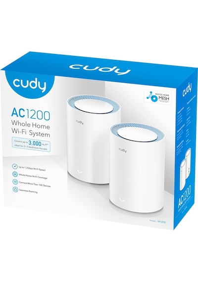 Cudy M1200 2-Pack AC1200MBPS 2.4ghz/5ghz Ap/re/wısp Mu-Mımo Kablosuz 2'li Mesh Wi-Fi Sistemi