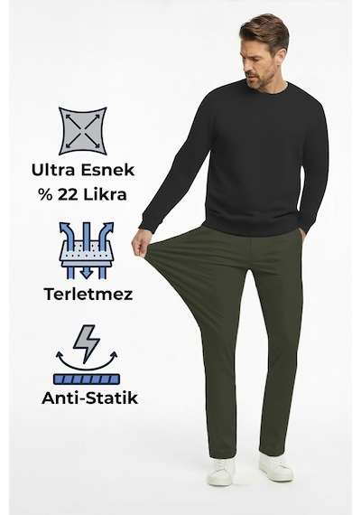 Goffra Erkek Ultra Esnek Relaxed Beli Lastikli Jogger Pantolon Haki M702-r0433-04 Haki