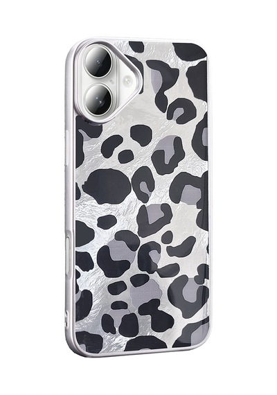 Apple Uyumlu iPhone 16 Plus Kılıf Desenli Zore Mep Kapak Gri Leopar