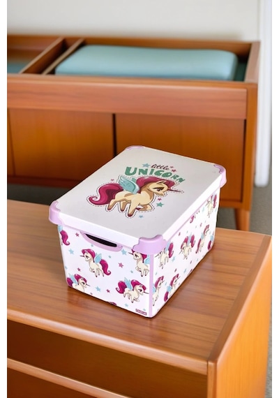 Style Box Unıcorn Desenli 20 L Dekoratif Oyuncak Ve Saklama Kutusu Çok Renkli