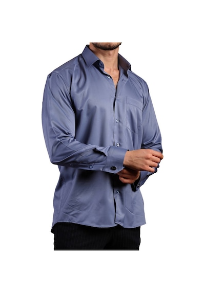 Dicotto İndigo Büyük Beden Rahat Kesim Micro Kumaş Kol Düğmeli Regular Fit Erkek Gömlek - 190-5 001