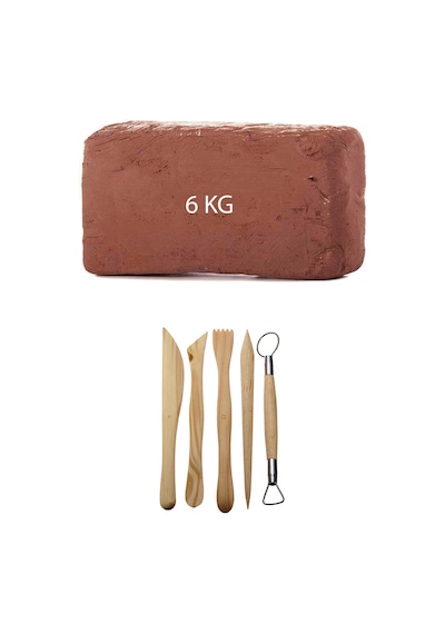 6 KG Kırmızı Kahverengi Seramik Hamuru Çömlek Kili