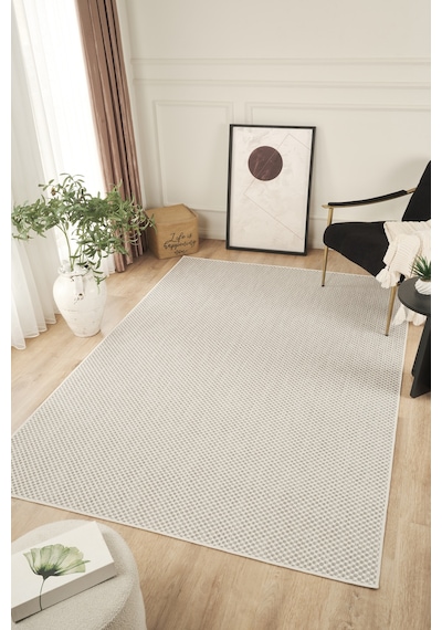Sisalux 3082 Beyaz Gri Sisal Dokuma Jüt Kilim Hav Toz Vermez Halı Salon Mutfak Oturma Odası Halısı Beyaz - Gri