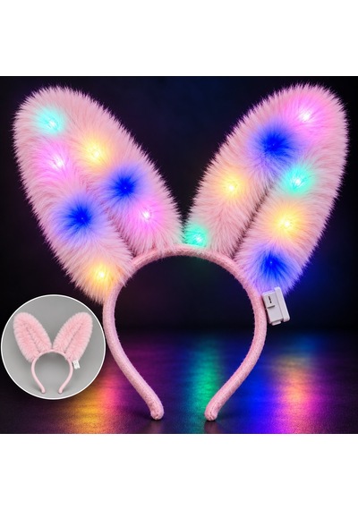 3 Modlu Led Işıklı Peluş Tşan Kulağı Pembe Renk