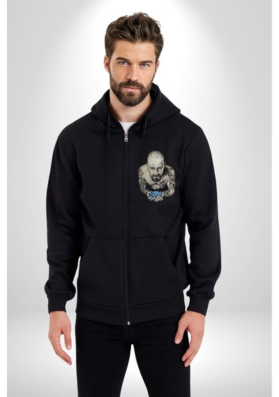 Angemiel Breaking Bad Kadın Erkek Siyah Kapüşonlu Fermuarlı Baskılı Hırka Sweatshirt Siyah