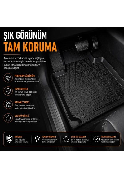 Wöbermann Hyundai İ30 Uyumlu 4d Premium Oto Paspas Takımı Kesilebilir Universal Yapı