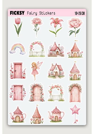 Sevimli Peri Sticker Seti - 100 Adet Etiket Çıkartma Diğer