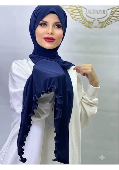 Aldaıyr Tesettür Sandy Şal İpli Lacivert01
