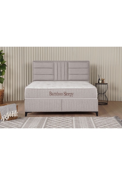 Kilim Mobilya Bamboo Sleepy Set ( Sandıklı Baza + Başlık + Yatak ) 180x200 Krem