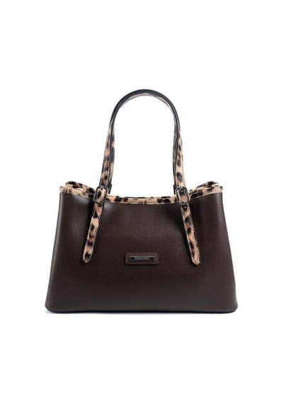 Silver Polo Sp1252 Kadın El Çantası Düz Kahve-leopar Taba