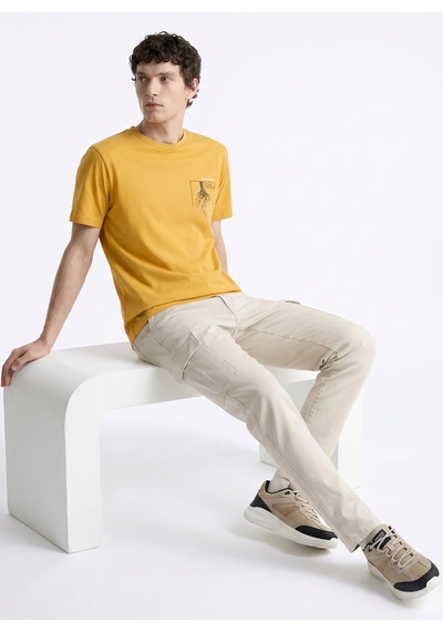 Discovery Expedition Hardal Unisex Bisiklet Yaka Baskılı T-shirt D6su-tst3101