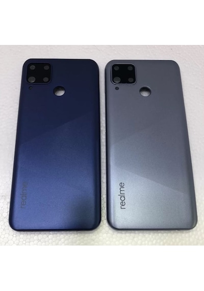 Realme C15 Siyah Arka Kapak Batarya Kapağı Pil Kapağı Siyah