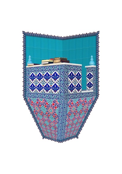 Armada Çini 120X160 Turkuaz Köşeli Cami Kürsüsü