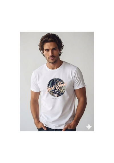 Jack & Jones Jjhonolulu Shape Erkek Beyaz Tişört 12288088 White