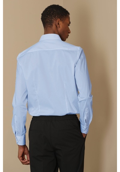 Lufian Austın Erkek Klasik Gömlek Slim Fit Mavi 111010514100300 Mavi