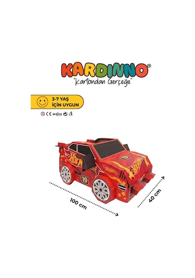 Kardinno Hot Wheelss Eğitici Oyuncak Karton Giyilebilir Çocuk Kostümü Etkinlik Parti Kostümü kırmızı