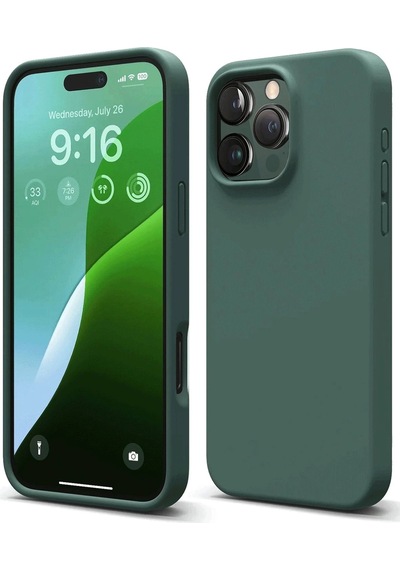 Gld-spt- Newface Apple Uyumlu iPhone 16 Pro Kılıf First Silikon - Koyu Yeşil