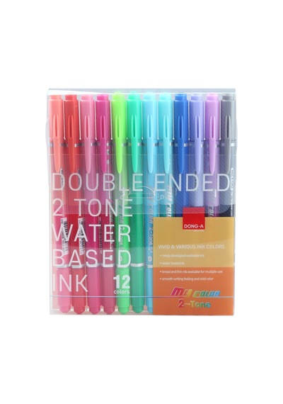 Dong-a My Color 2 Duo Çift Uçlu, Çift Renkli Keçeli Kalem Seti 12'li Canlı Ve Parlak Renklerle Yaratıcı Çizimler
