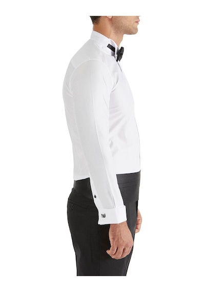 Efor Slim Fit Duble Manşet Gizli Düğme Ata Yaka Beyaz Damatlık Smokin Gömlek Gk 362 Beyaz
