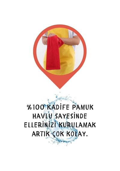 Star Ayar Askılı Havlulu Mutfak Önlüğü Seti Havlulu Önlük Sarı-kırmızı