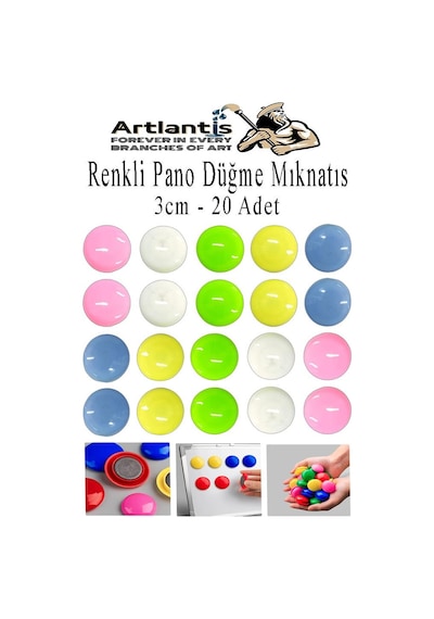 Renkli Pano Düğme Mıknatısı 20 Li 1 Paket Manyetik Yuvarlak Mıknatıs Buzdolabı Renkli Plastik Kaplı Dekarasyon Hobi Etkinlik