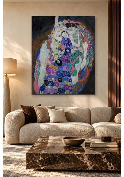 Fida Klimt Genç Kız Renkli Desenli Kadınlar Canvas Tablo Çok Renkli