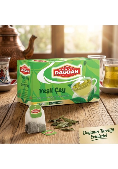 Yeşil Çay 20'li Kutu Natürel Sallama Poşet Çay