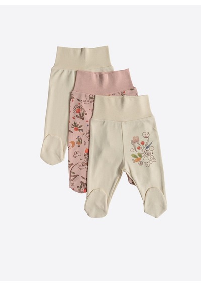 Kitikate Organik Happy Koala 3'lü Patikli Pantolon Pembe Pembe