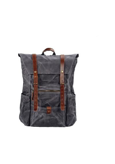 Diwu Retro Mumlu Kanvas Deri Büyük Outdoor Sırt Çantası Gri Çok Renkli