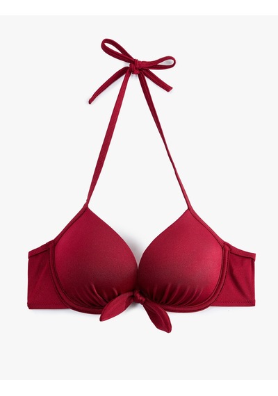 Koton Kalp Yaka Fiyonklu Push-up Bikini Üstü Bordo 6sak10019mm