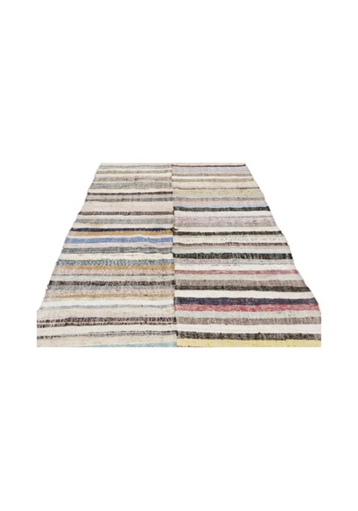 El Dokuması Vintage Yün-pamuk Çizgili Çaput Halı 0974 158 X 285 Cm Çok Renkli