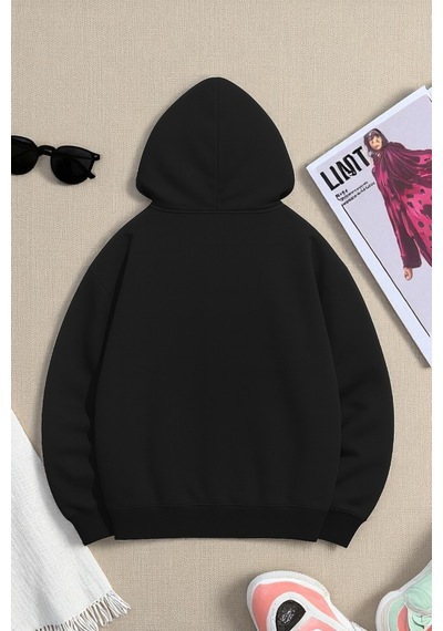 Uyguntarz Unisex Eriyen Kalpler Tasarım Basklı Sweatshirt siyah
