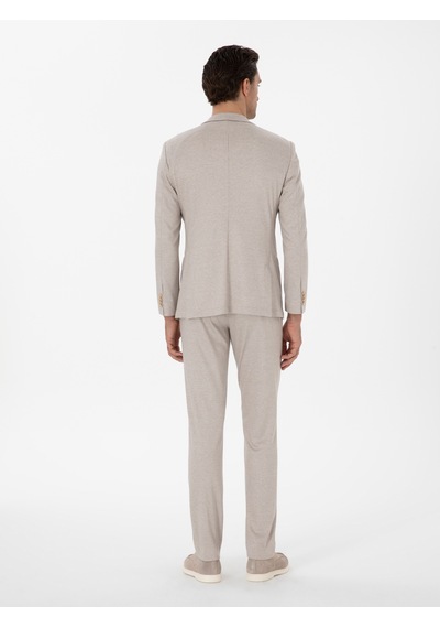 Cacharel Bej Slim Fit Dokulu Takım Elbise