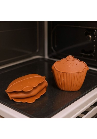 2'li Silikon Cupcake Kırmızı Fırın Eldiveni, Tepsi Tutacağı, Mikrodalga Tutacak, Yanmaz Eldiven Sili Diğer