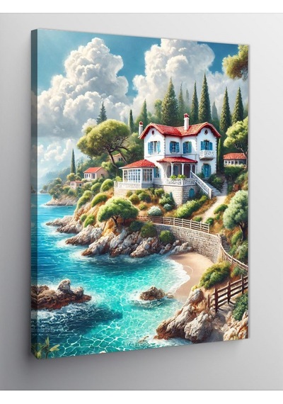 Kanvas Tablo Deniz Kıyısındaki Villa 100cmx140cm
