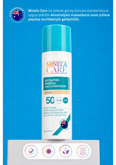Minela Care Hydrating Mineral Filtreli Renkli Yüz Güneş Kremi SPF50 70 G