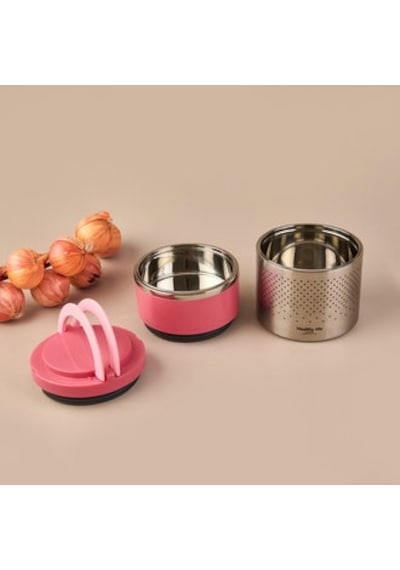 2 Katlı Çelik Yemek Termosu - Pembe - 1,5 Lt Çok Renkli