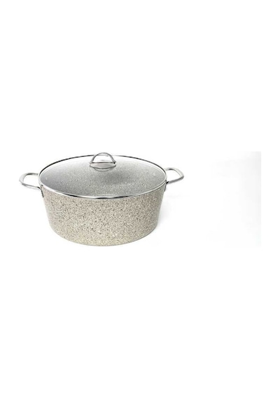 3109 - 2 Parça - Biogranit, 36x14,5 Cm - 13 Litre, Büyük, Derin Tencere Kum Beji Gövde, Platin Detay Kum Beji