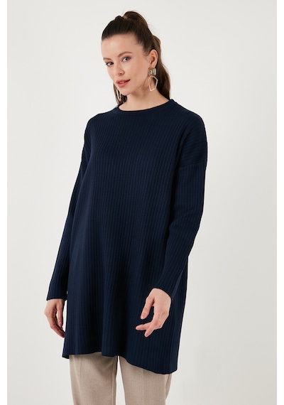 Lela Triko Modest Bisiklet Yaka Bayan Kazak 4616152 Lacivert