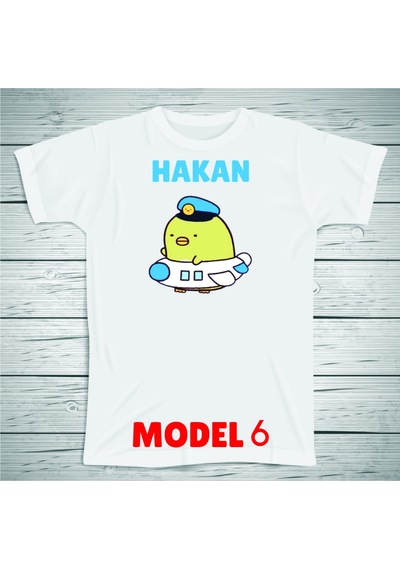 Penguen Karakterli Çocuklara Özel İsim Baskılı Tshirt , Beyaz
