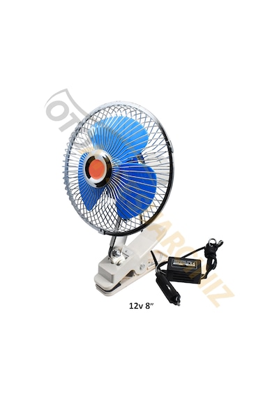 Araç Içi Mandallı 12V 8" Inc Oto Vantilatör Çakmaklık Tan Çalışan