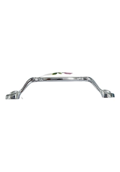 Miray 96 Mm Metal Krom Kasa Beyaz Yaprak Desenli / 5 Adet Gümüş