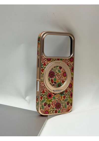 Efcase Apple iPhone Uyumlu 17 Pro Tuval Kılıf - Egzotik Lotus Desenli Sanatsal Koruyucu 03