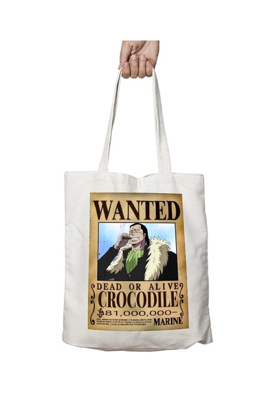 Art Hediye Wanted Crocodile Anime İki Tarafı Kalıcı Baskılı Yıkanabilir Okul Plaj Omuz Bez Çantası Çok Renkli